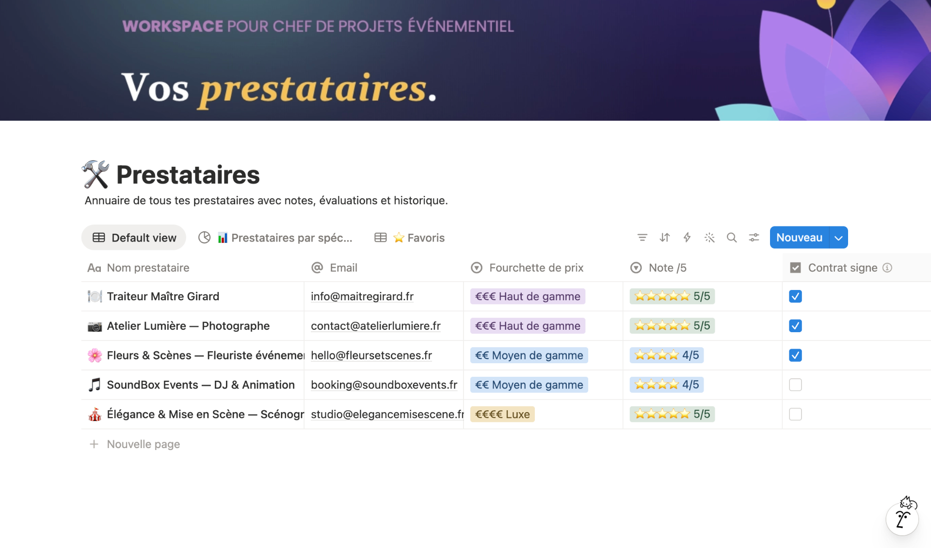 Prestataires, annuaire et évaluations